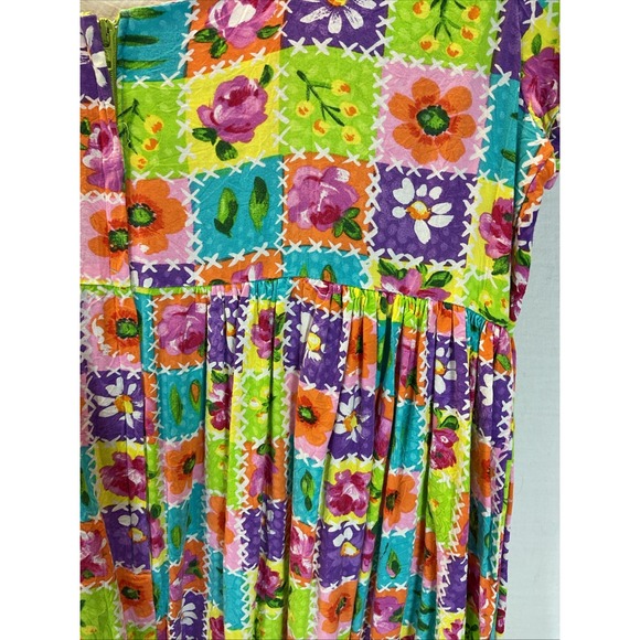 VTG Jams World  Short Tiered Dress Medium Made In Hawaii zip up scoop neck - Picture 3 of 11